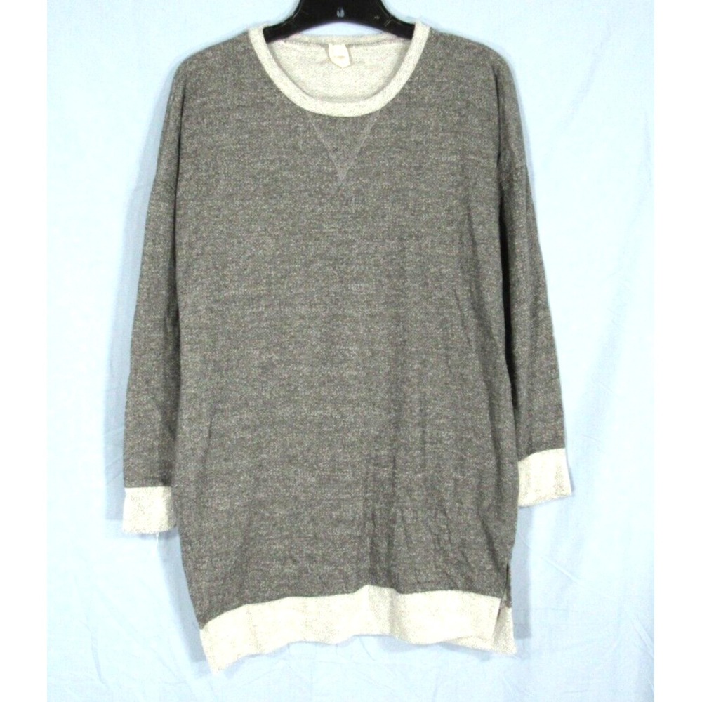 BELLAMIE Gray FRENCH TERRY Blouse ELBOW PATCHES Pockets SWEATSHIRT Tunic Top M
